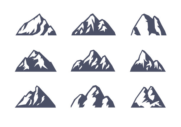 手绘山脉滑雪胜地logo图片下载