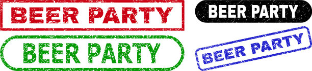 啤酒派对的长方形邮票表面不干净图片下载