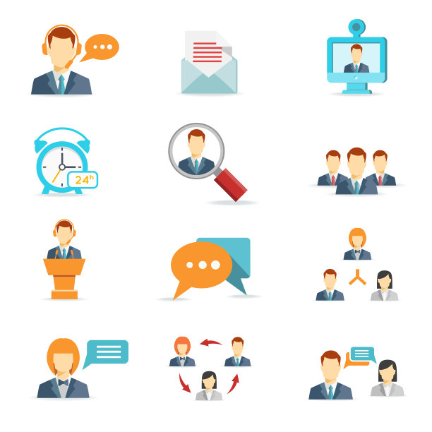 商务沟通和网络会议图标图片下载