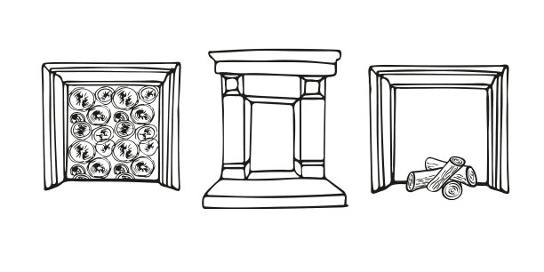 手绘复古壁炉集图片下载