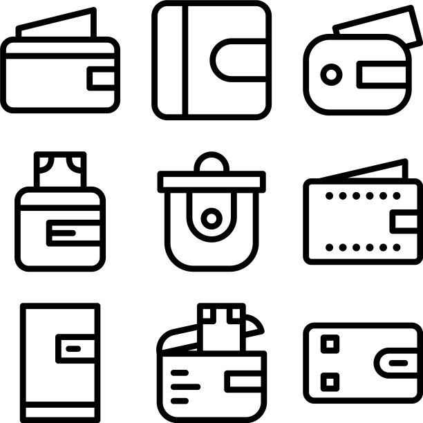 钱包图标或标志孤立标志符号图片下载