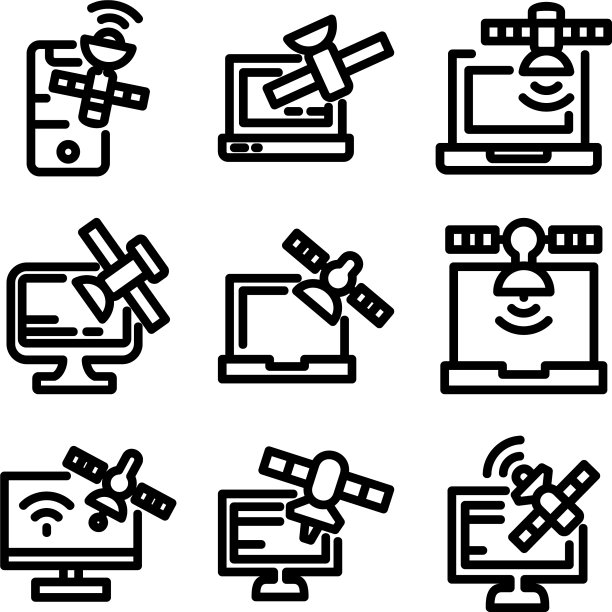 卫星网络图标或标志孤立标志图片下载