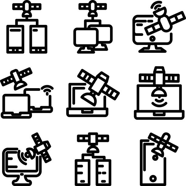 卫星网络图标或标志孤立标志图片下载