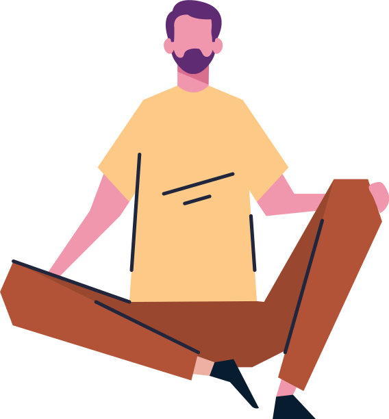 年轻人坐在地板字符图片下载