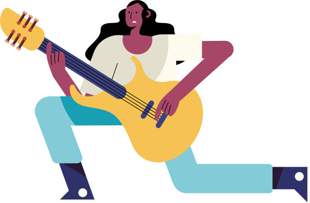 弹吉他的年轻女音乐家图片下载