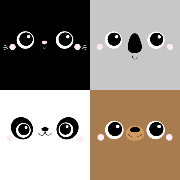 熊猫考拉熊猫方脸头图标集图片下载