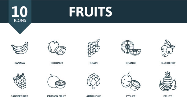 水果图标集合包含石榴香蕉图片下载
