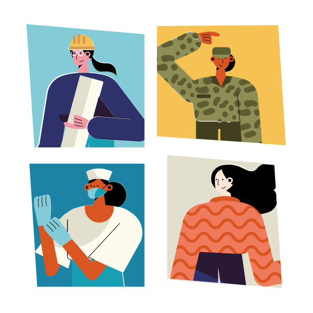 捆绑四个女士不同的职业图片下载