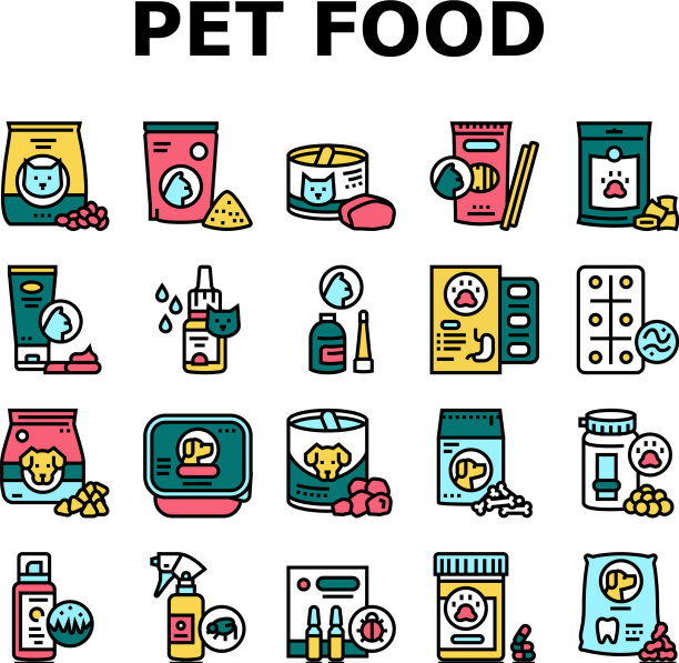 宠物产品食品收集图标集图片下载