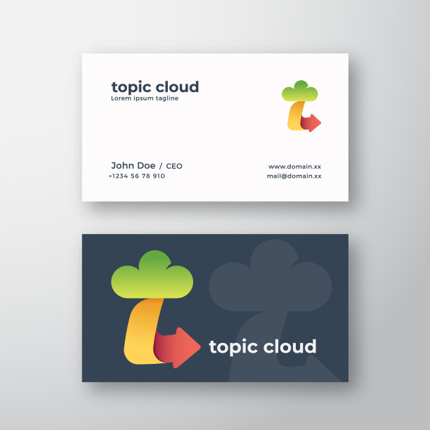 主题云抽象logo和名片图片下载