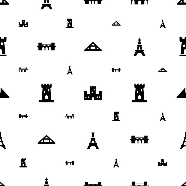地标图标模式无缝白色背景图片下载