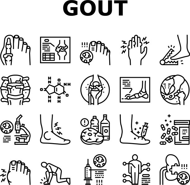 痛风健康疾病收集图标集图片下载