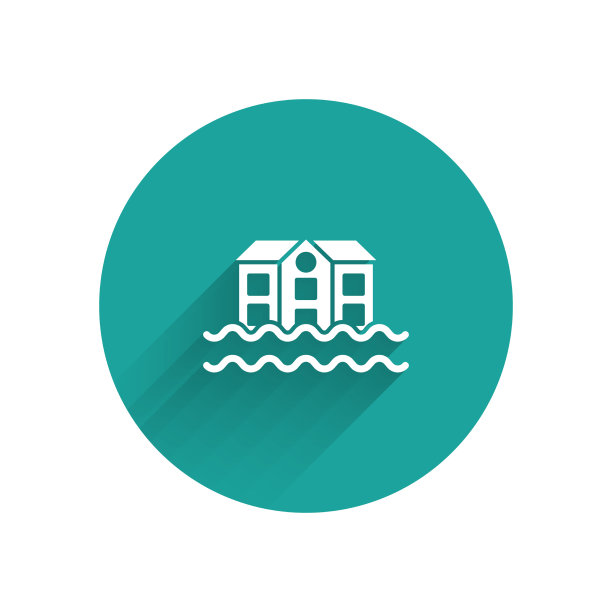 白宫洪水图标孤立与长影子图片下载