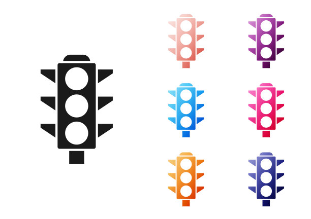 黑色交通灯图标孤立在白色上图片下载