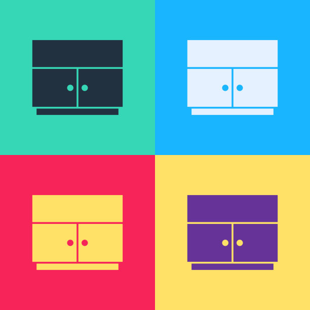 流行艺术衣橱图标孤立的颜色背景图片下载