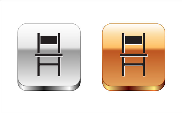 黑色椅子图标孤立在白色背景图片下载