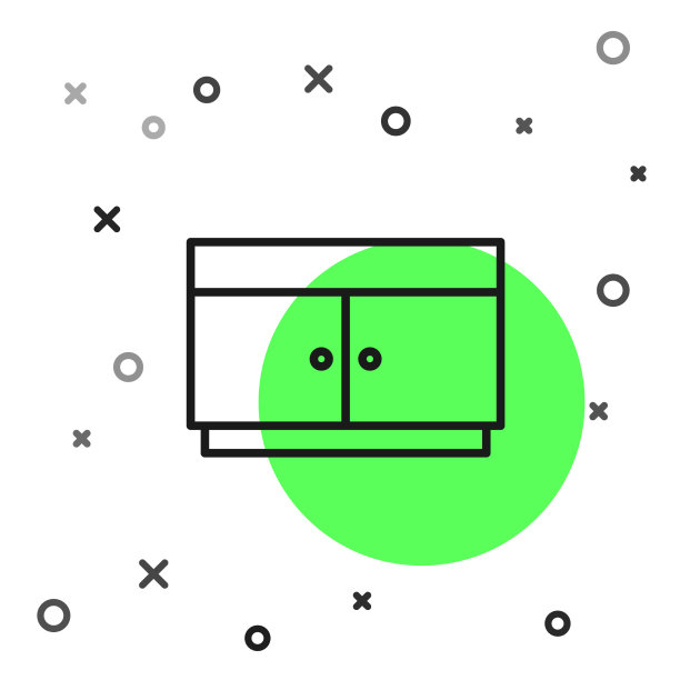 黑色线条的衣柜抽屉图标孤立在白色图片下载