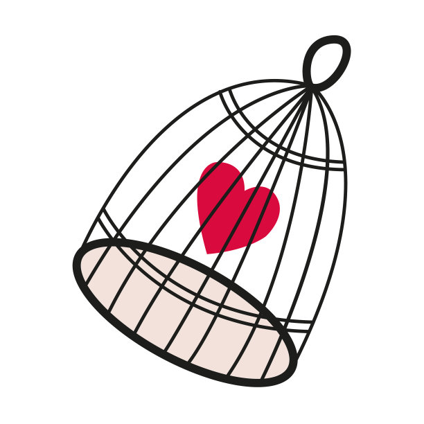 浪漫的心笼手画上孤立的白图片下载