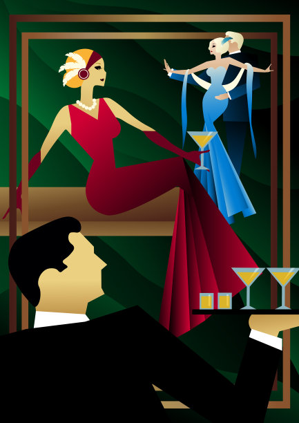 20世纪风格的派对上的人们图片下载