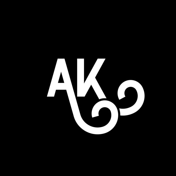 Ak字母标志设计在黑色背景Ak图片下载