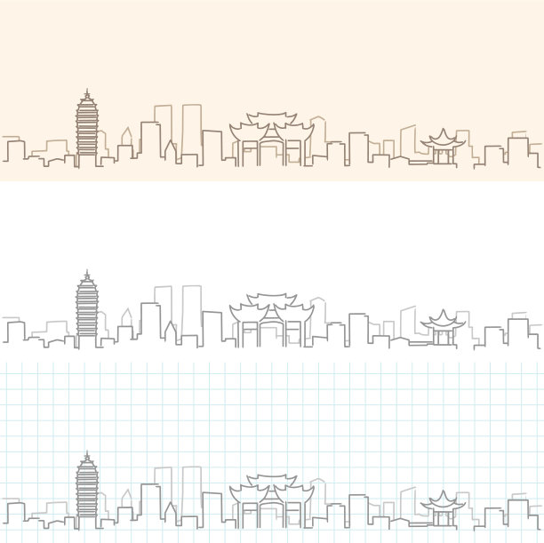 昆明手绘轮廓线图片下载
