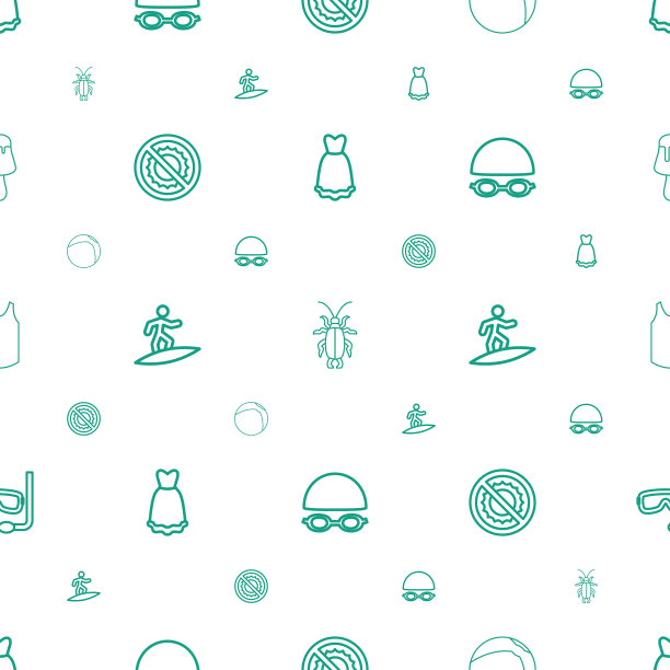 夏季图标图案无缝白色背景图片下载