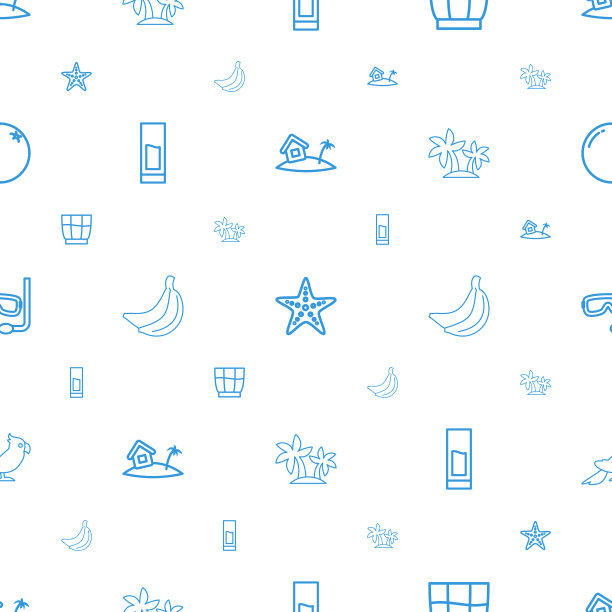 热带图标图案无缝白色背景图片下载