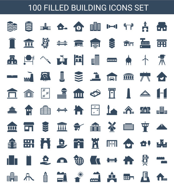 100年建筑图标图片下载