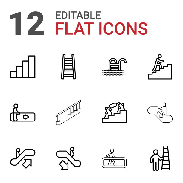 12个楼梯图标图片下载