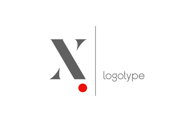 X为红灰白色独特的字母标志图片下载