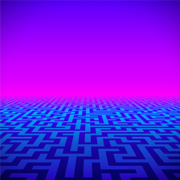 复古游戏时髦的霓虹灯景观迷宫图片下载