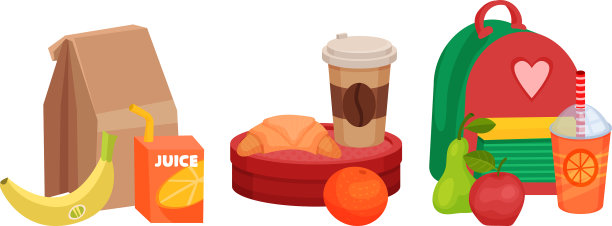 学校的午餐袋和水果午餐盒图片下载