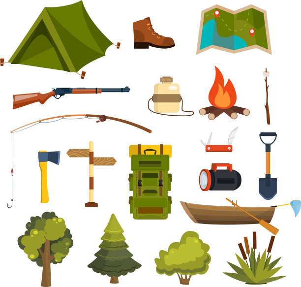 设置平坦露营元素创建您的图片下载