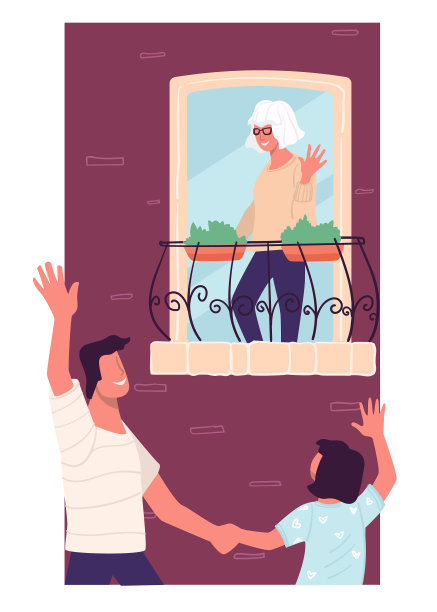 儿子和孙子在家里看望祖母图片下载