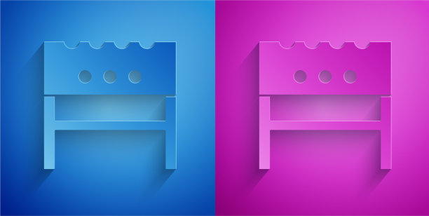 金和银烧烤火盆图标孤立在黑色图片下载