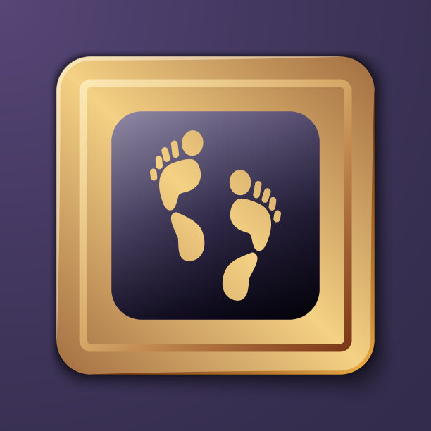 紫色人类足迹图标隔离在紫色上图片下载