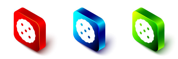 带有巧克力图标的等距饼干或饼干图片下载