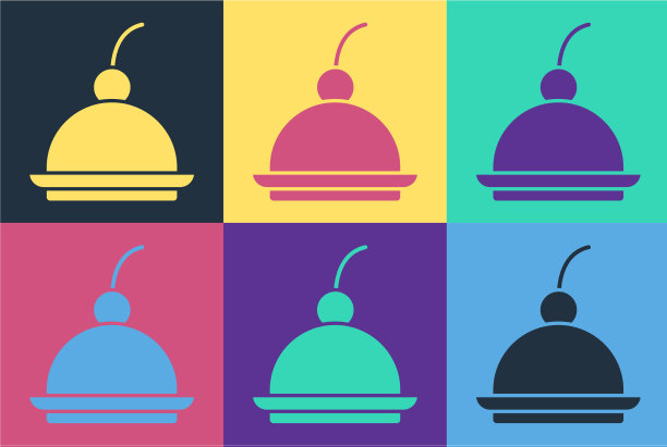 流行艺术樱桃芝士蛋糕配水果图片下载