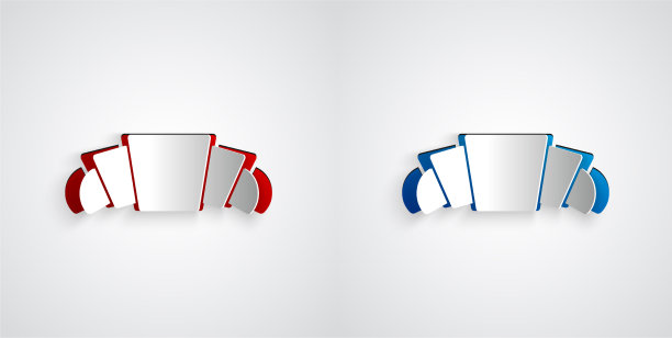 剪纸牛角面包图标孤立在灰色图片下载