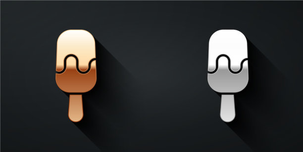 金色和银色的冰淇淋上棍图标孤立图片下载