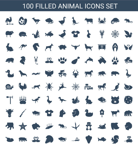 100年动物图标图片下载