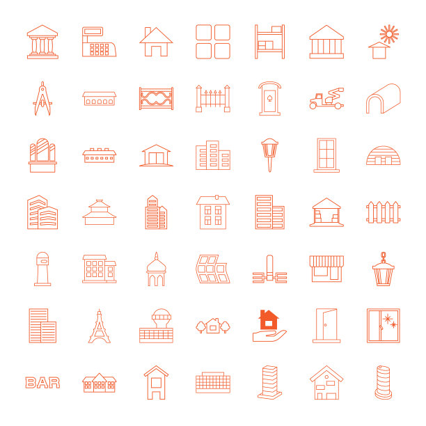 49建筑图标图片下载