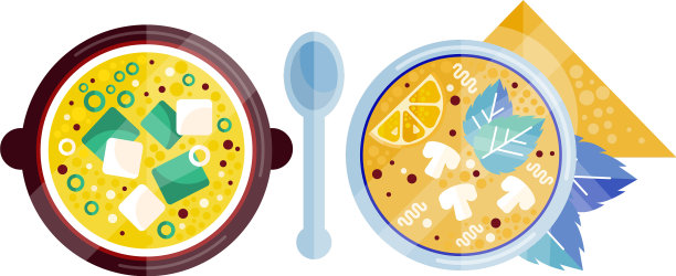 热汤在碗设置俯视图开胃图片下载