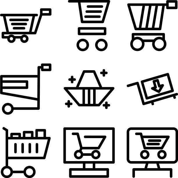 购物车购物图标或标志孤立标志符号图片下载