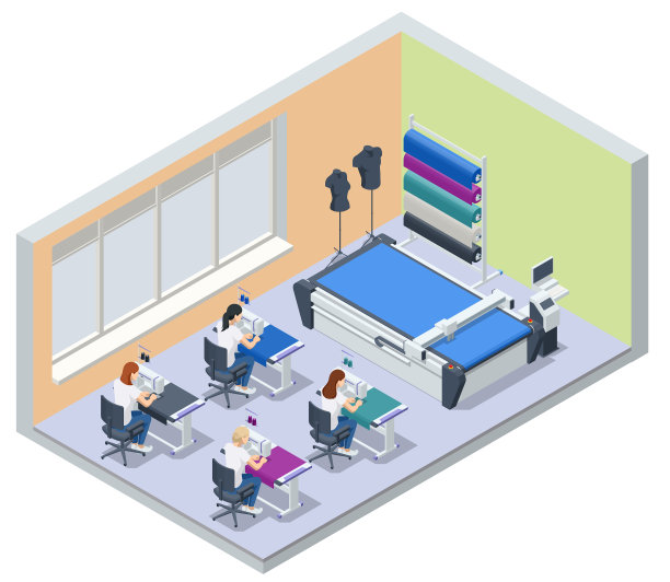 等距缝纫车间收集纺织品图片下载