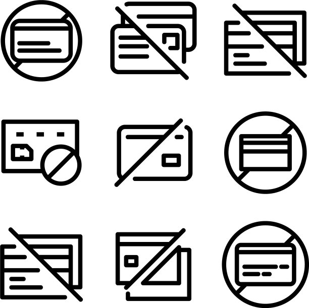 没有信用卡图标或标志孤立的标志符号图片下载