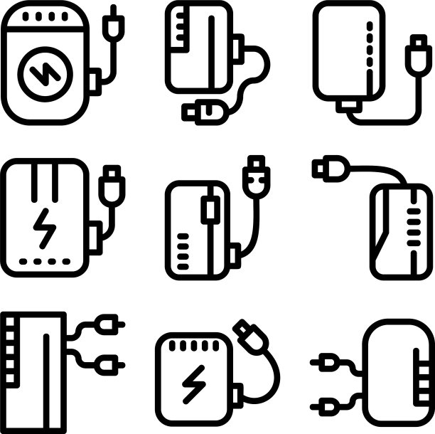 电源组图标或标志孤立标志符号图片下载