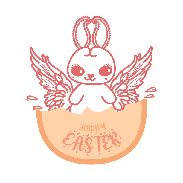一只破蛋长翅膀的兔子复活节快乐图片下载