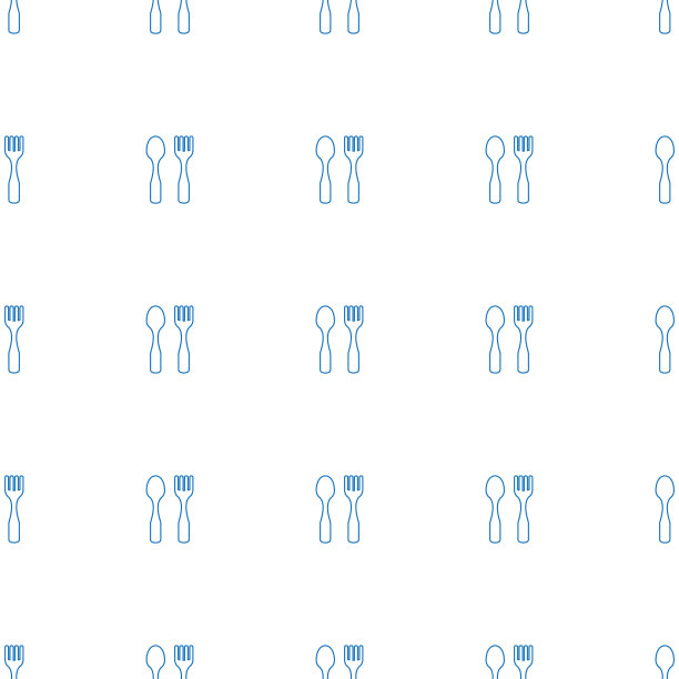 叉子和勺子图标图案无缝白色图片下载