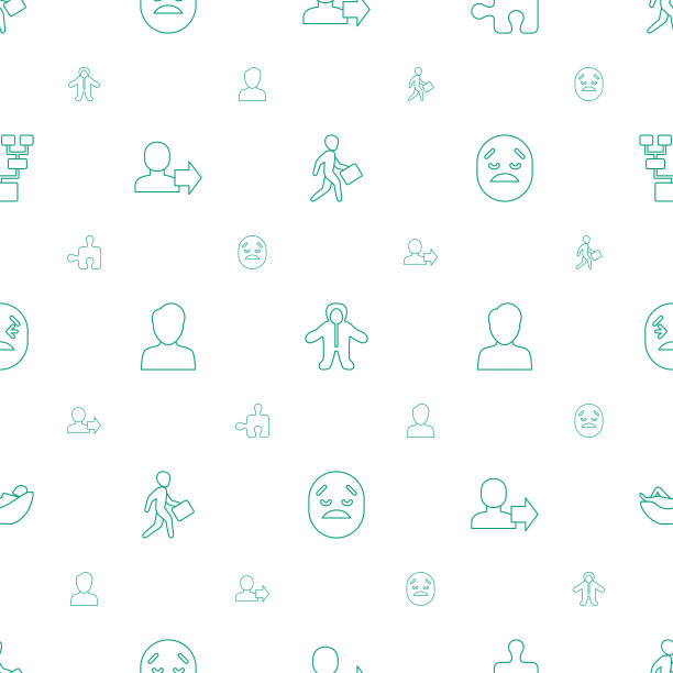 人物图标模式无缝白色背景图片下载